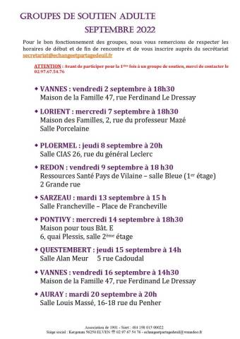 Groupes de soutien  septembre 2022