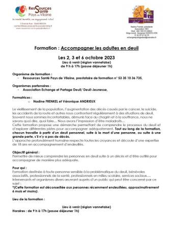 Formation  Accompagner les adultes en deuil 