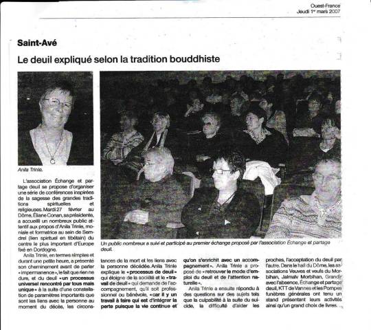 Confrence Saint-Av - Le deuil expliqu selon la tradition bouddhiste - mars 2007