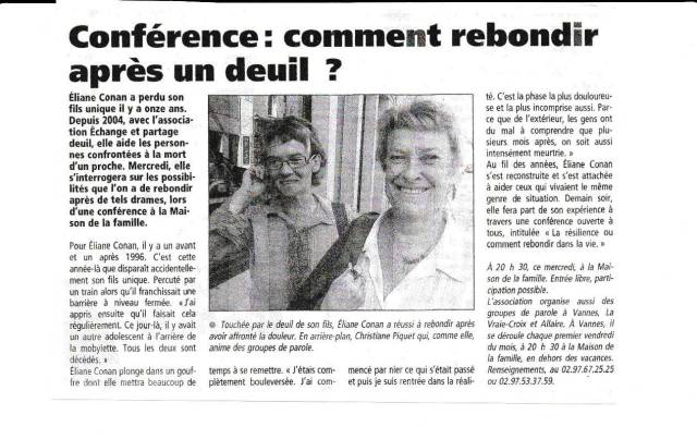 Confrence - Comment rebondir aprs un deuil ? - 2007