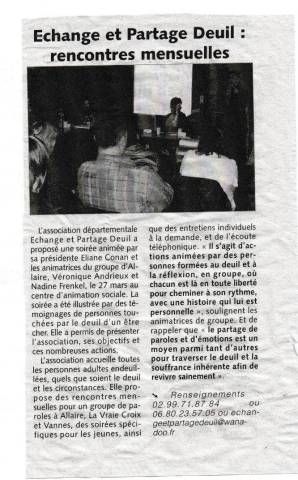 Article Les Infos du Pays Gallo - Rencontres mensuelles - avril 2009