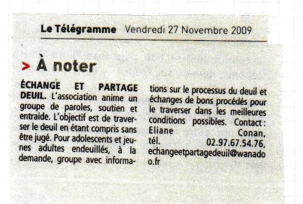 Article Tlgramme -  noter - novembre 2009