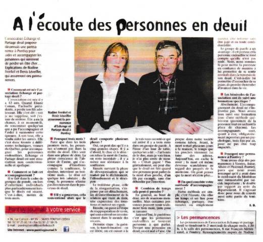 Pontivy Journal -  l'coute des personnes en deuil - janvier 2014