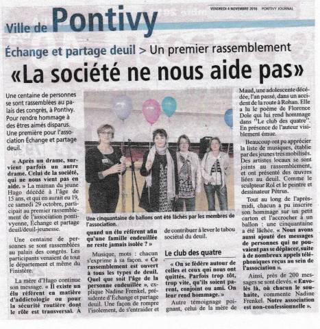 Pontivy Journal - change et Partage Deuil : Un premier rassemblement - novembre 2016