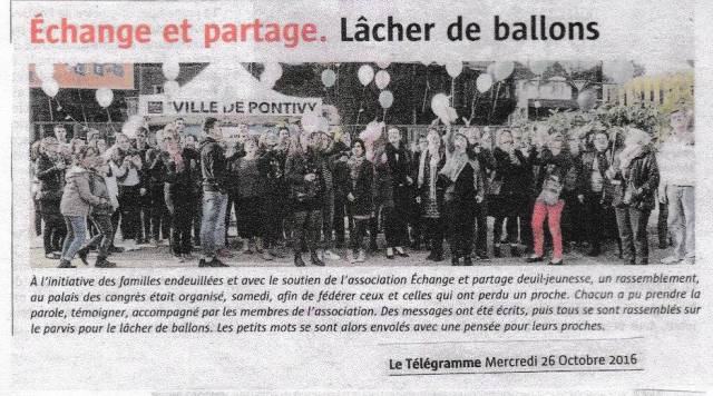Article du Tlgramme - Lcher de ballons - octobre 2016