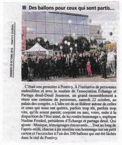 Pontivy Journal - Des ballons pour ceux qui sont partis - octobre 2016
