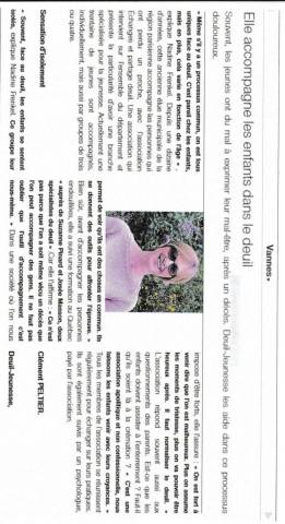 Article du Ouest France - Elle accompagne les enfants dans le deuil - 2016