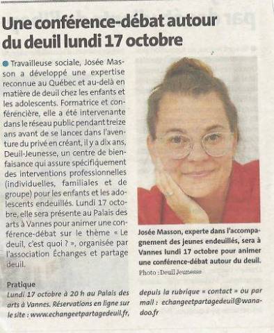 Une confrence dbat autour du deuil par Jose MASSON - octobre 2022
