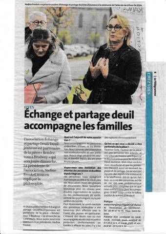 Article du Tlgramme - Echange et Partage Deuil accompagne les familles - avril 2025