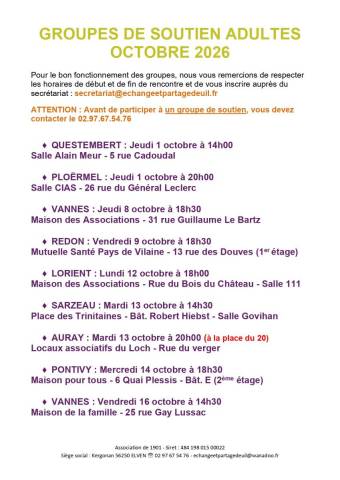 Groupe de soutien Octobre 2026